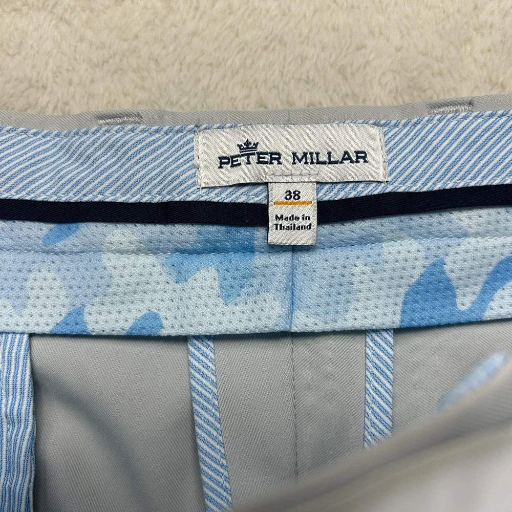 Peter Millar Chino Shorts Mens 38 Light Gray Flat Front Golf Performance Comfort